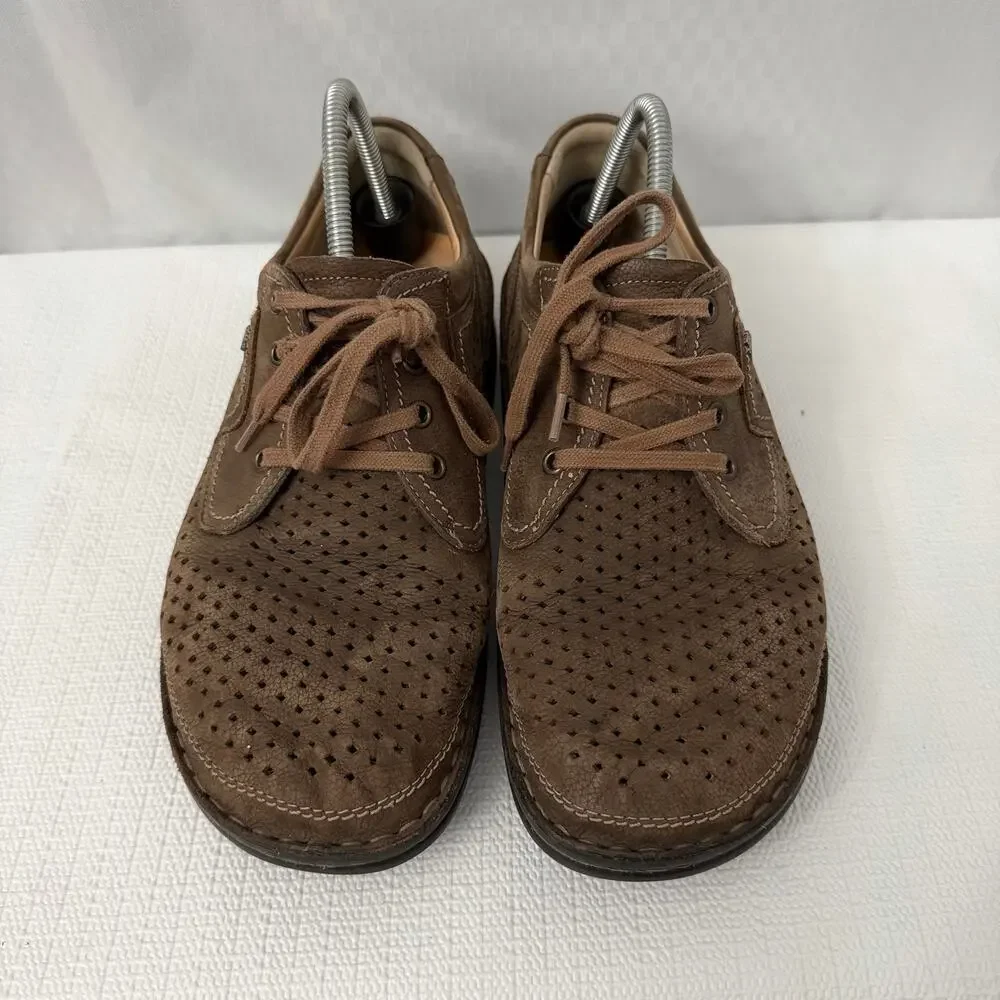 Finn Comfort Baden Shoes Mens Size 9.5 Brown Leather Nubuck Perforated Casual 43